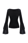 Gothic velvet T-shirt with long sleeves TW215 - Gothlolibeauty