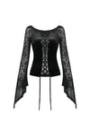 Gothic lace-up velvet T-shirt TW239 - Gothlolibeauty