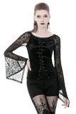 Gothic lace-up velvet T-shirt TW239 - Gothlolibeauty