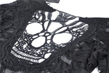 Punk skull back sexy lace-up front ragged T-shirt TW243 - Gothlolibeauty