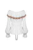 Steampunk off-shoulders bandage waist T-shirt top TW246 - Gothlolibeauty