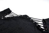 Punk off-shoulder hollow chest T-shirt with lace-up back TW247 - Gothlolibeauty