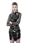 Punk shinning PU zippered Top with sexy net sleeves TW248 - Gothlolibeauty