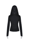 Punk cross connection front hooded women top TW250