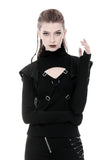 Punk cross connection front hooded women top TW250 - Gothlolibeauty