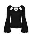 Black three hollow on chest big sleeves T-shirt TW262 - Gothlolibeauty