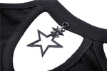 Black three hollow on chest big sleeves T-shirt TW262 - Gothlolibeauty