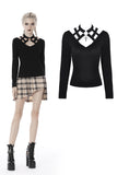 Punk women hollow V collar T-shirt TW267 - Gothlolibeauty