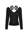 Punk women hollow V collar T-shirt TW267 - Gothlolibeauty