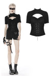 Punk hollow chest lace up short sleeves T-shirt TW270 - Gothlolibeauty