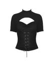 Punk hollow chest lace up short sleeves T-shirt TW270 - Gothlolibeauty