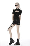 Punk hollow chest lace up short sleeves T-shirt TW270 - Gothlolibeauty