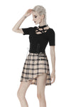 Punk women star hollow chest lace up T-shirt TW274 - Gothlolibeauty