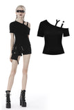 Punk asymmetrical design sexy shoulder T-shirt TW275 - Gothlolibeauty