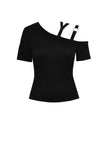 Punk asymmetrical design sexy shoulder T-shirt TW275 - Gothlolibeauty