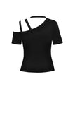 Punk asymmetrical design sexy shoulder T-shirt TW275 - Gothlolibeauty