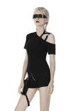 Punk asymmetrical design sexy shoulder T-shirt TW275 - Gothlolibeauty