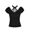 Gothic lace up V collar short sleeves T-shirt TW283 - Gothlolibeauty