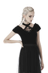 Gothic lace up V collar short sleeves T-shirt TW283 - Gothlolibeauty