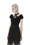 Gothic lace up V collar short sleeves T-shirt TW283 - Gothlolibeauty