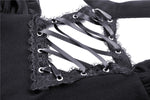 Gothic lace up V collar short sleeves T-shirt TW283 - Gothlolibeauty