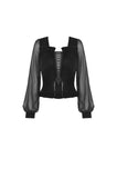 Women's deep V lace up velvet T-shirt TW298