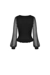 Women's deep V lace up velvet T-shirt TW298