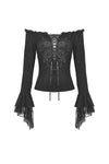 Gothic princess flower lace up off-shouders top TW301