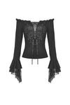 Gothic princess flower lace up off-shouders top TW301