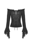 Gothic princess flower lace up off-shouders top TW301