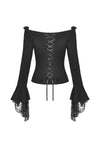 Gothic princess flower lace up off-shouders top TW301