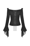 Gothic princess flower lace up off-shouders top TW301