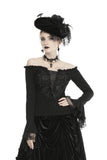 Gothic princess flower lace up off-shouders top TW301