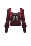 Gorgeous wine red diamond velvet top TW316