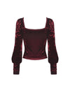 Gorgeous wine red diamond velvet top TW316