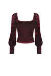 Gorgeous wine red diamond velvet top TW316