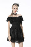Gothic sexy lace ruffle short sleeves top TW319