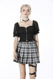 Rock doll lace up waist pin zip top TW327