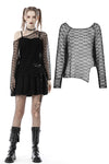 Punk decadent net sloping shoulder T-shirt TW400