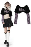 Cheshire cat violet stripe sleeves crop top TW421