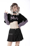 Cheshire cat violet stripe sleeves crop top TW421