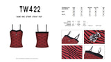 Punk red stripe strap top TW422