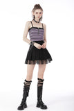 Punk rock violet stripe studded strap top TW433