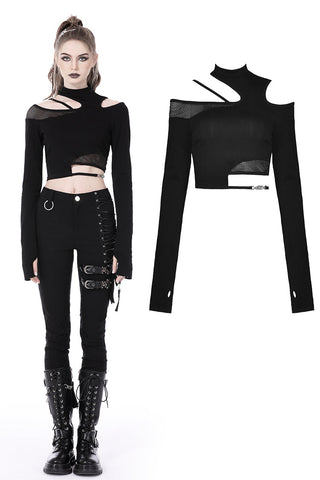 Punk rock asymmetric sexy top TW454